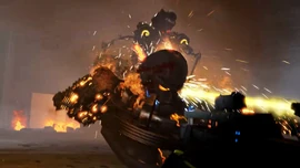 The Buzzsaw Soldier Skibidi Toilet cutting through the 's  with his  before inserting a grenade.