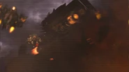 A Carrier Astro Toilet flying over the area after the titans have retreated.
