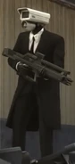 A Cameraman holding Paralyzer Laser Rifle (PLR)