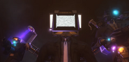 Large TV Man 2.0 looking at the battlefield after teleporting.
