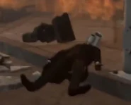 Another destroyed Black Skibidi Toilet next to a deceased Normal Cameraman in Episode 48.