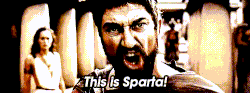 Leonidas kicking a persian down a hole, This is Sparta!