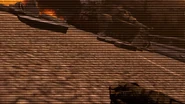The POV-Cameraman being hit by debris and going slightly unconscious.