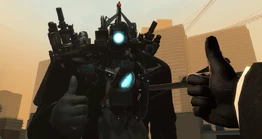 The  and Titan Cameraman giving each other a thumbs up after their mission was accomplished on disinfecting .