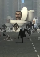 Весь отряд состоящий из Больших Скибиди Туалетов, а также Заражённых Камераменов направляется в сторону POV-Камерамена.