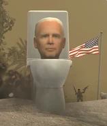 Из-за леса выезжает Скибиди Туалет-Байден