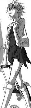 Kyoko with her luggage.png
