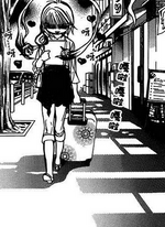 Kyoko walking back to darumaya