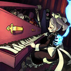 Art of Marie playing the piano from the official album cover of the soundtrack.