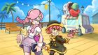 Banner art for the "Too Cool For School" Backstage Pass in Skullgirls Mobile, featuring Starlight Rose Annie and Psykid Umbrella. Art by Robyn A. Haley