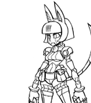 An uncolored sketch of Robo-Fortune's Neutral expression