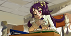 Filia holding on with a smile.