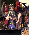 A GameFan cover art, featuring Filia, Parasoul, Painwheel, Cerebella, Peacock, and Ms. Fortune