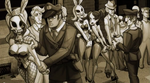 Young Big Band (left) arresting Medici Mafia goons with Irvin (right)