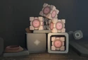 Companion Cubes na Loja de Eventos do Aviário