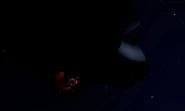 Vista da parte inferior do Aviário à meia-noite antes de pousar no vazio