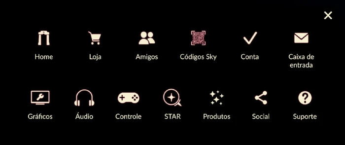 Menu de Configurações