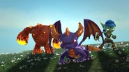 Show title background, featuring Spyro, Stealth Elf and Eruptor