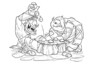 The Lightning Rod Faces the Cyclops Queen novel depiction of Quick Draw (left) playing against a Cyclops guard