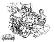 Sketches of the Magic Skylanders in Skylanders: Spyro's Adventure (Wrecking Ball, Spyro, Double Trouble, Voodood) by I-Wei Huang