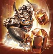 Wallop, like other Trap Masters, has a stylized T acting as the emblem of the Trap Masters. In his case, one can be found on his chest.