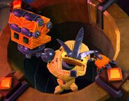 Fisticuffs confronting the Skylanders in the Secret Sewers of Supreme Stink