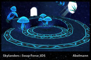 The bioluminescent mushroom rooms as seen in Toadstool Terrace.