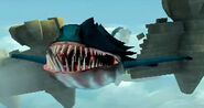 The Leviathan in floating in the sky from front.