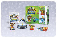 Skylanders: Swap Force 3DS Starter Pack with starters, Rattle Shake, Free Ranger, and Volcanic Eruptor.