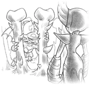 Cynder attempting to reason with Hex while imprisoned in her Bone Wall.