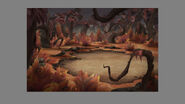 Concept art of the darker areas of Falling Forest.[1]