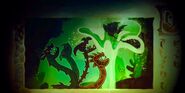 Storybook panel of the Skylanders escaping the undersea lair of the Hydra