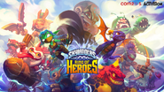 A banner for Skylanders: Ring of Heroes. (Notice that Flameslinger and Deep Dive Gill Grunt make an appearance despite not being in the game)