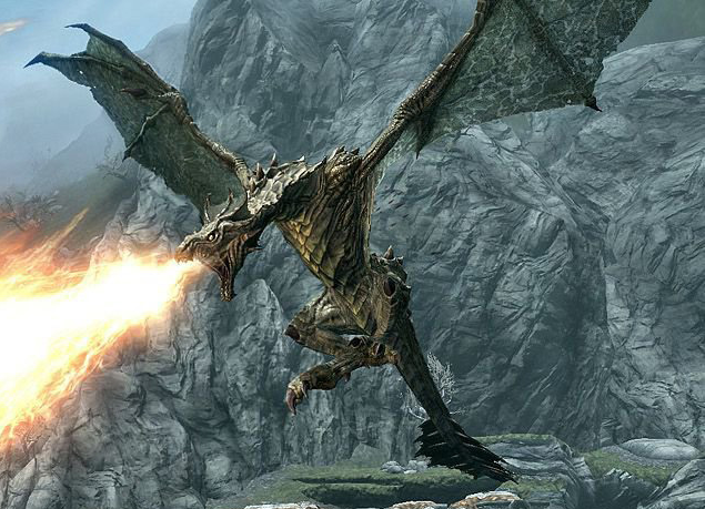 Drache spuckt Feuer Skyrim