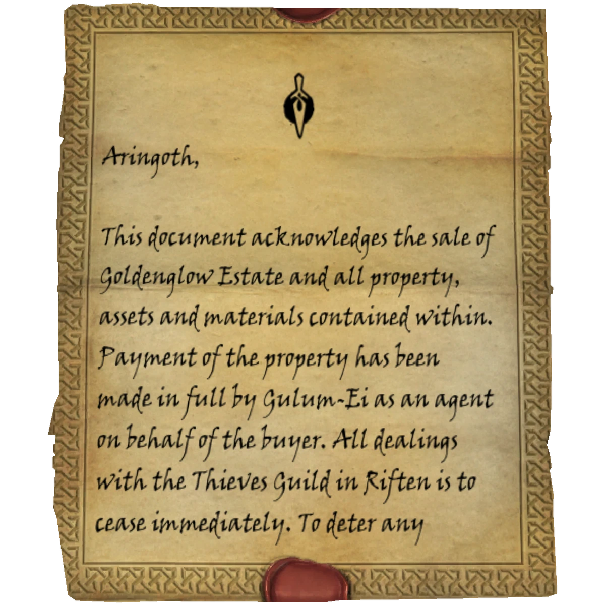 Goldenglow Bill of Sale Skyrim Wiki