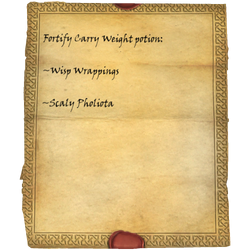 Fortify Carry Weight potion: Wisp Wrappings, Scaly Pholiota