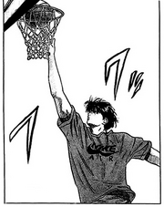 Rukawa showing Hanamichi how to do a layup
