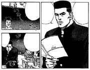 Takenori fluently reads the passage from his coursebook