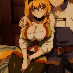 Welcoming in Roxanne, Michio heads for the city. TV anime「Isekai