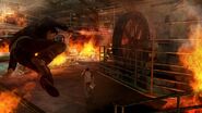 Wei chasing Siu Wah through the warehouse, after it ignited into flames.