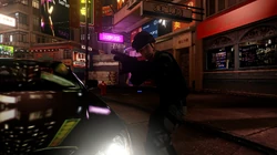 An SDU officer wielding a shotgun given to him by Wei during the Soho Riots.