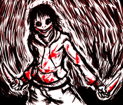 slender man, bamiko, and jeff the killer (original and 1 more) drawn by  nanju_bami