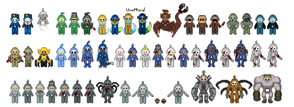 This is all of the sprites I made for Slendytubbies 3. It's