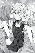 Azusa being kissed by Falfa and Shalsha