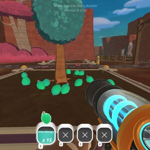 Mint Mango Slime Rancher Wiki Fandom Be careful not to get too close to it, it is very fragile these slimes have a dust aura around them and if hungry or scared will expand their aura and damage nearby ranchers. mint mango slime rancher wiki fandom