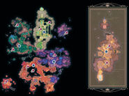 A map visually indicating the locations of map data nodes and wild gordos that drop slime keys.