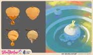 Concept art of the Wild Honey and Buzz Wax hives, aswell as a Cotton Slime in The Rainbow Fields