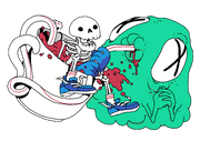 A teacup with a skull floating in it