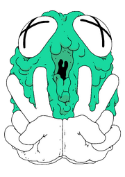 Hans' tag of a white hand holding up a peace sign