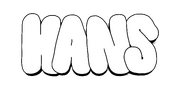 Hans' tag of a white hand holding up a peace sign